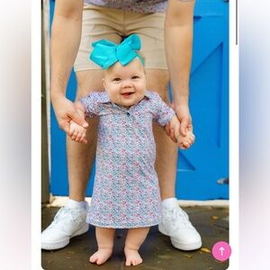 Poppy Kids Co Pops Pink and Blue Floral Polo Dress 12-24 Months NWT